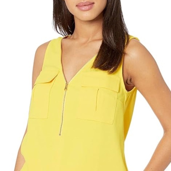 Ardene light yellow sleeveless tank tunic top w zipper detail women's size Small - Picture 1 of 9